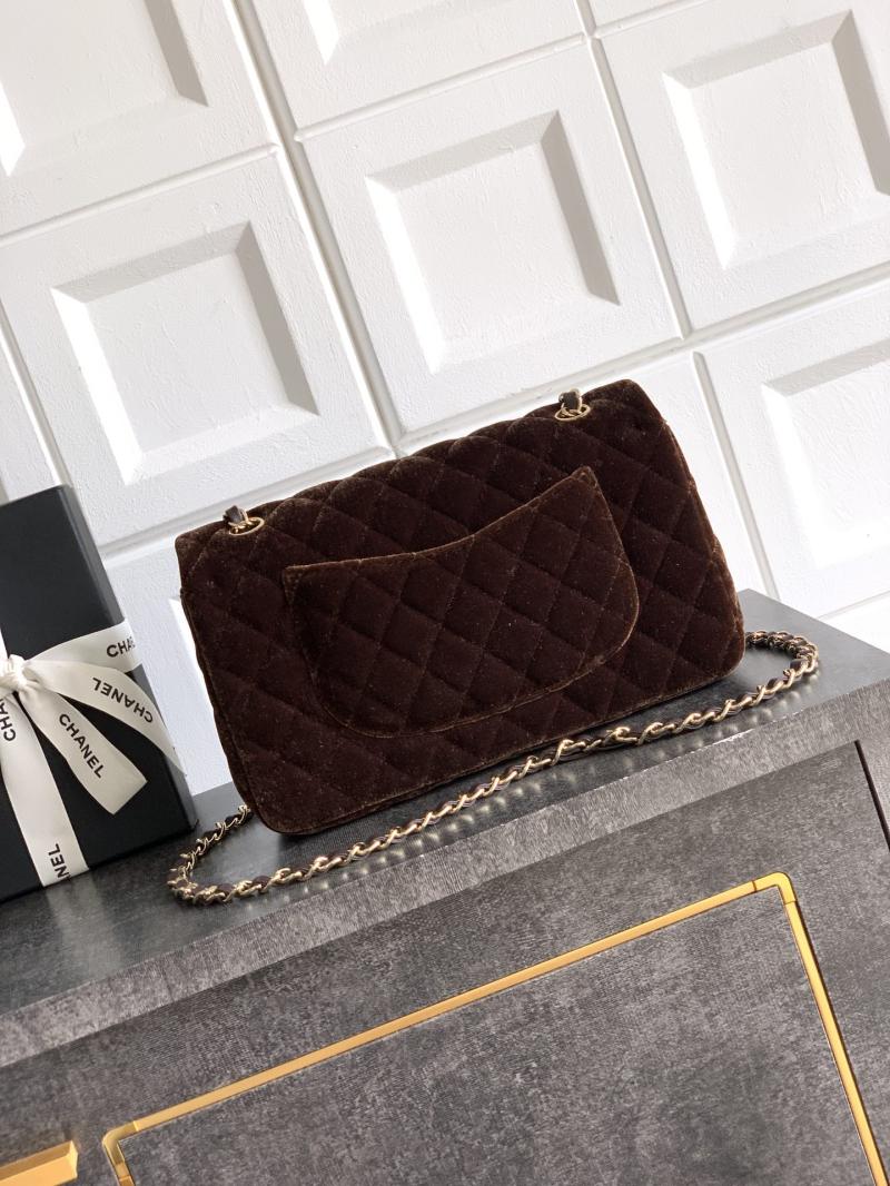 Medium Chanel Velvet Flap Bag Brown A01112