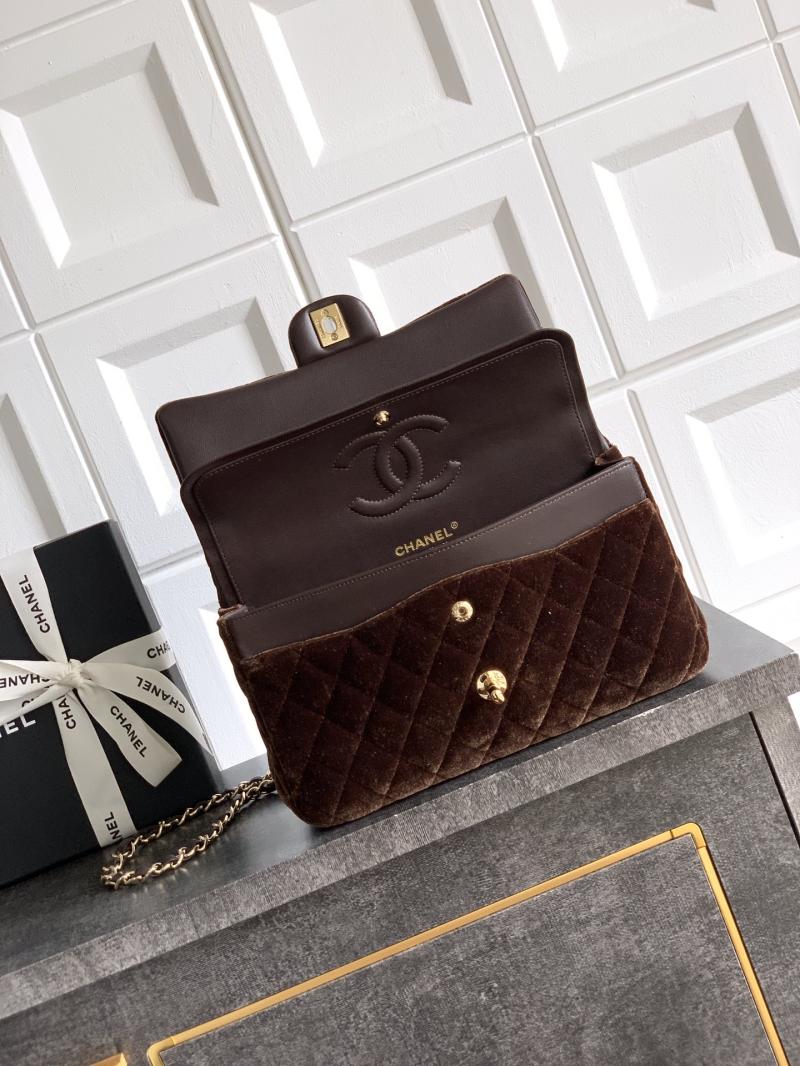 Medium Chanel Velvet Flap Bag Brown A01112
