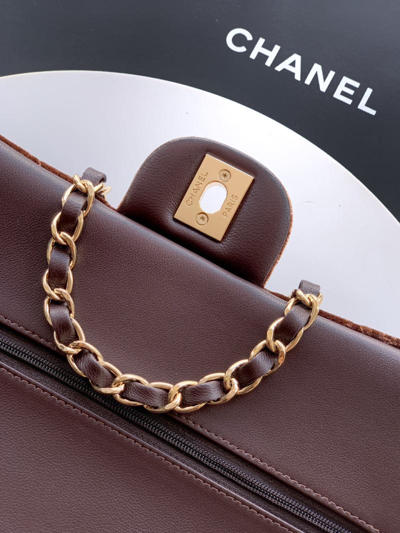 Medium Chanel Velvet Flap Bag Brown A01112