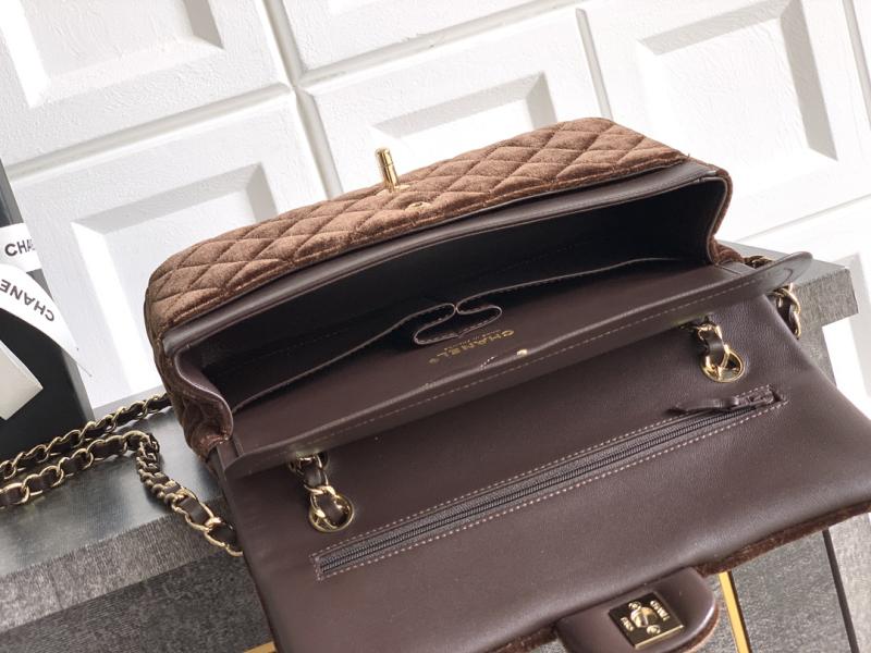 Medium Chanel Velvet Flap Bag Brown A01112