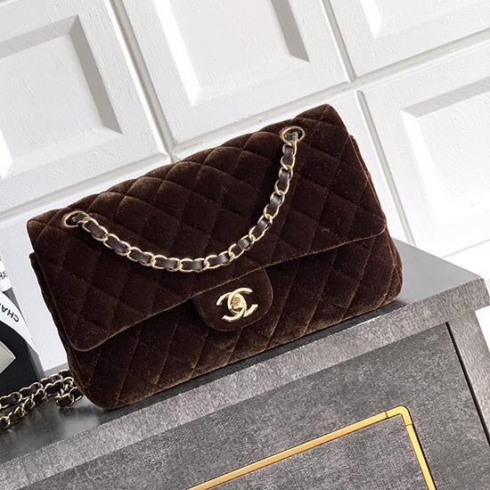 Medium Chanel Velvet Flap Bag Brown A01112