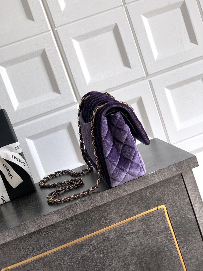 Medium Chanel Velvet Flap Bag Purple A01112