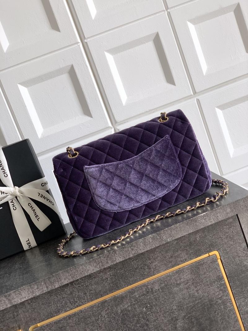 Medium Chanel Velvet Flap Bag Purple A01112