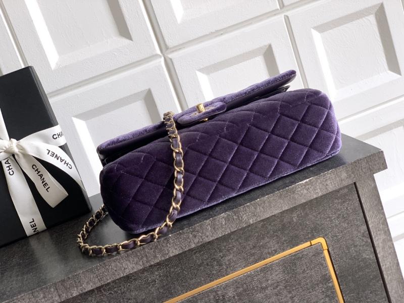 Medium Chanel Velvet Flap Bag Purple A01112