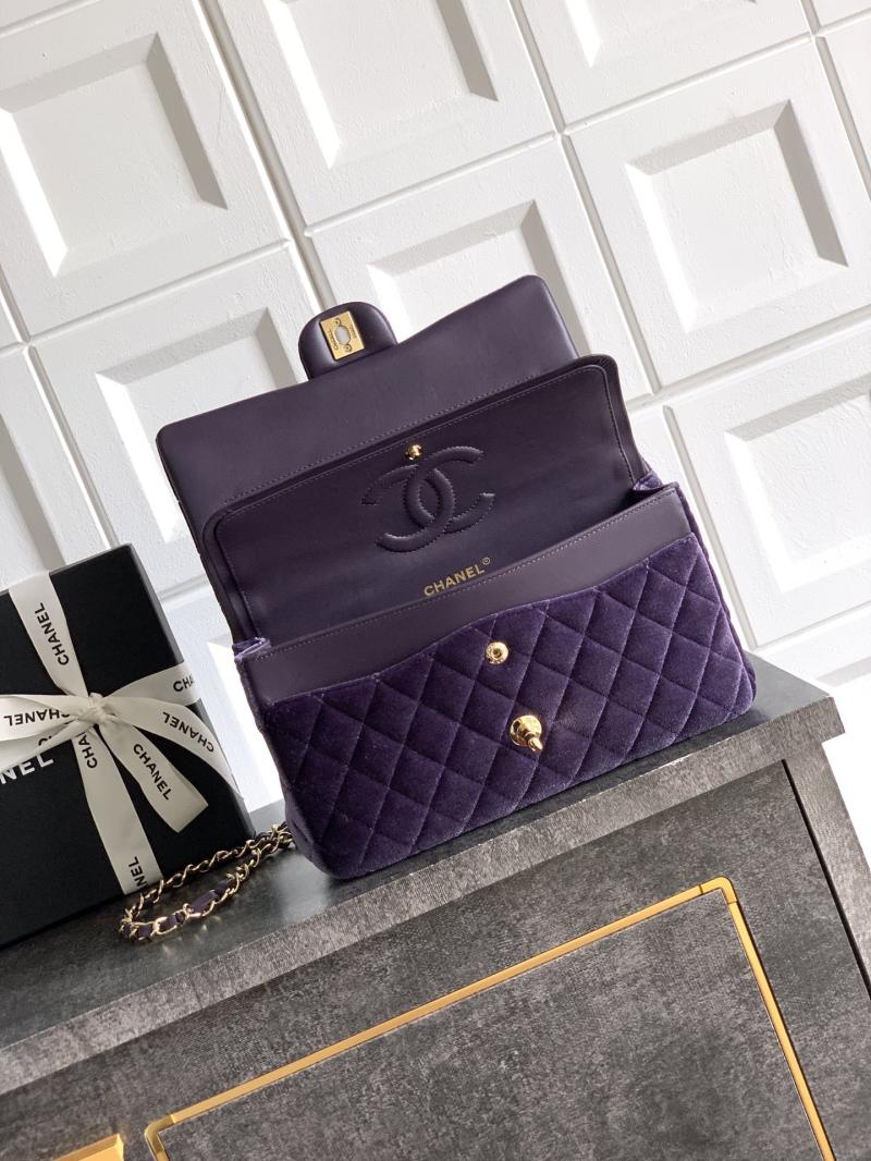 Medium Chanel Velvet Flap Bag Purple A01112