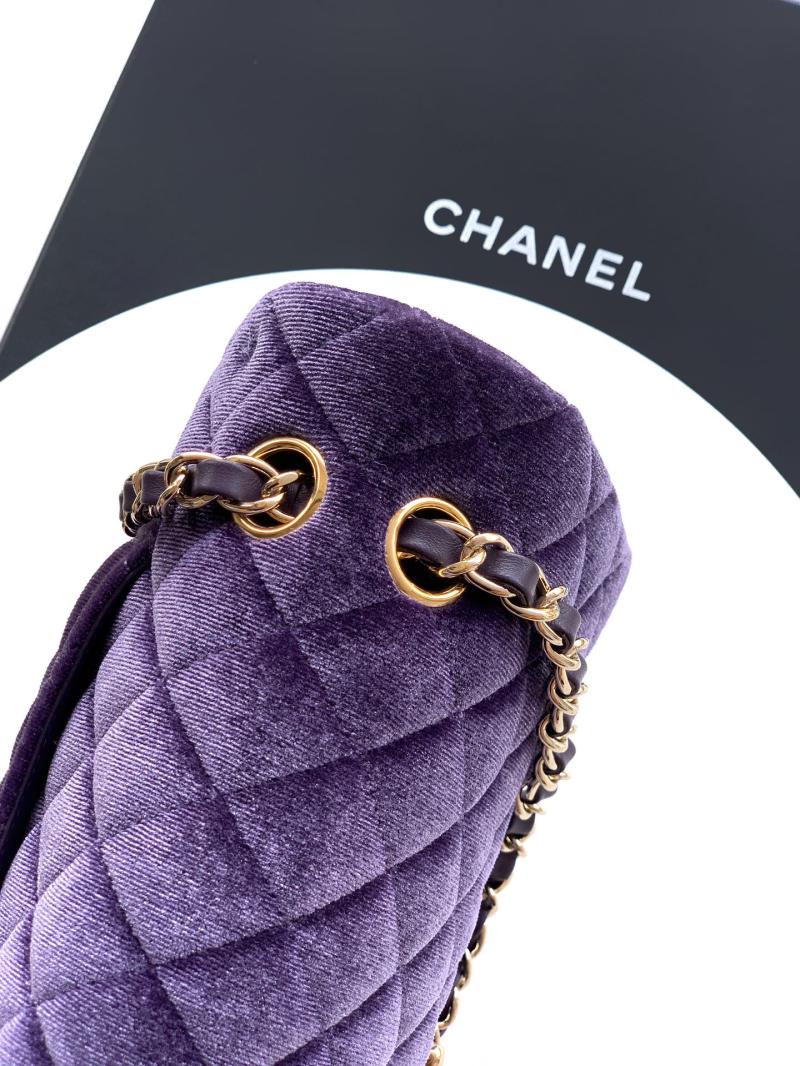 Medium Chanel Velvet Flap Bag Purple A01112