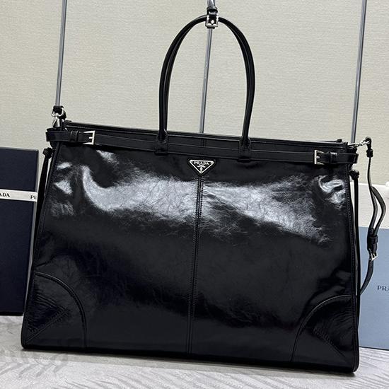 Prada Bonnie Leather Tote Bag Black 2VG128