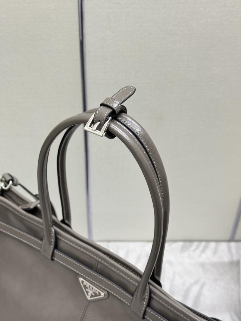 Prada Bonnie Leather Tote Bag Grey 2VG128