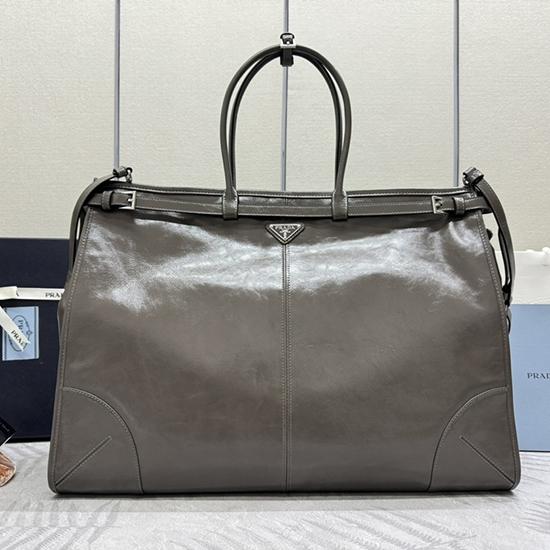 Prada Bonnie Leather Tote Bag Grey 2VG128