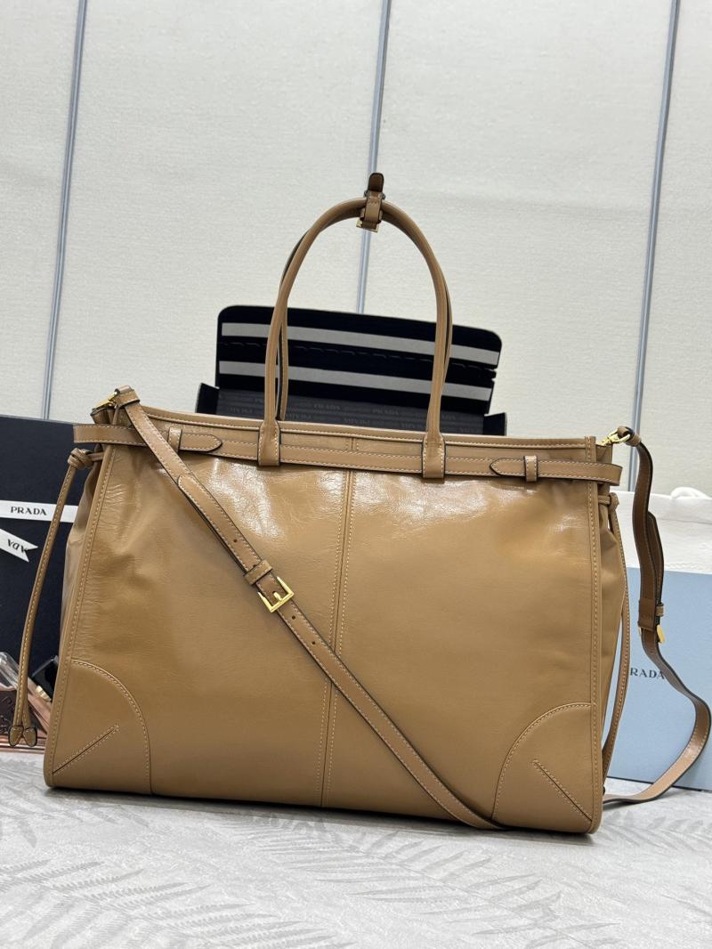 Prada Bonnie extra-large leather handbag Brown 1BA439