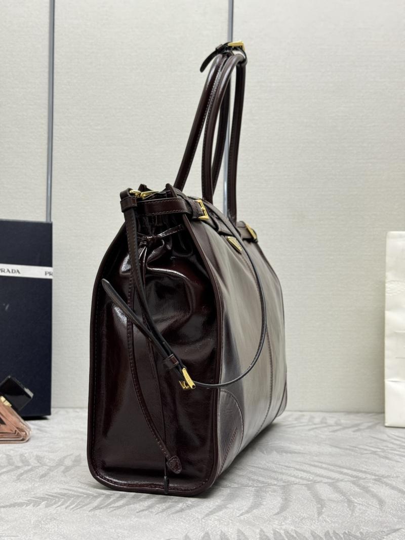 Prada Bonnie extra-large leather handbag Dark Brown 1BA439