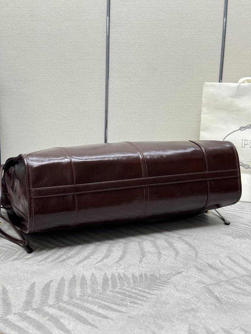 Prada Bonnie extra-large leather handbag Dark Brown 1BA439