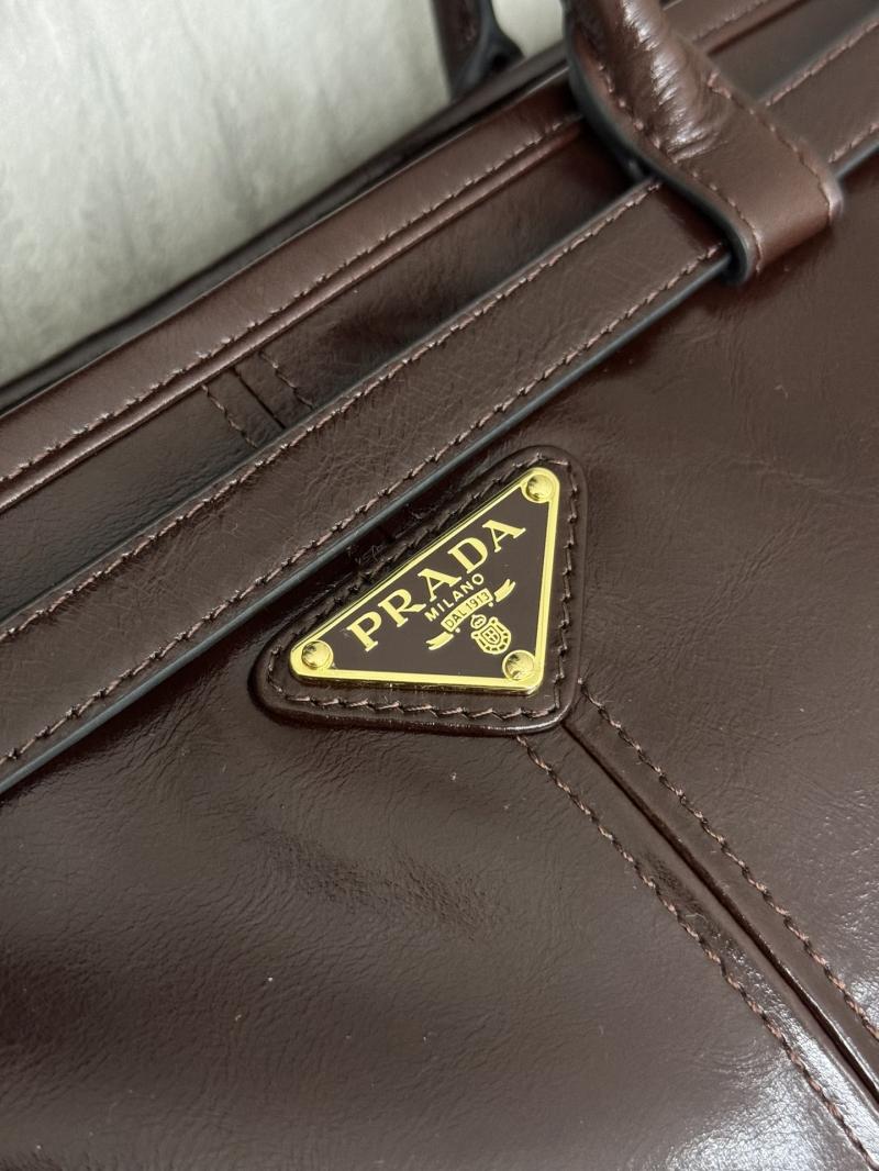 Prada Bonnie extra-large leather handbag Dark Brown 1BA439