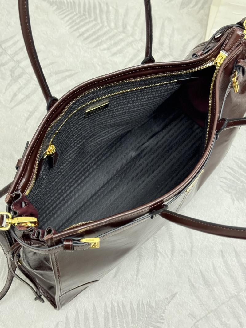 Prada Bonnie extra-large leather handbag Dark Brown 1BA439