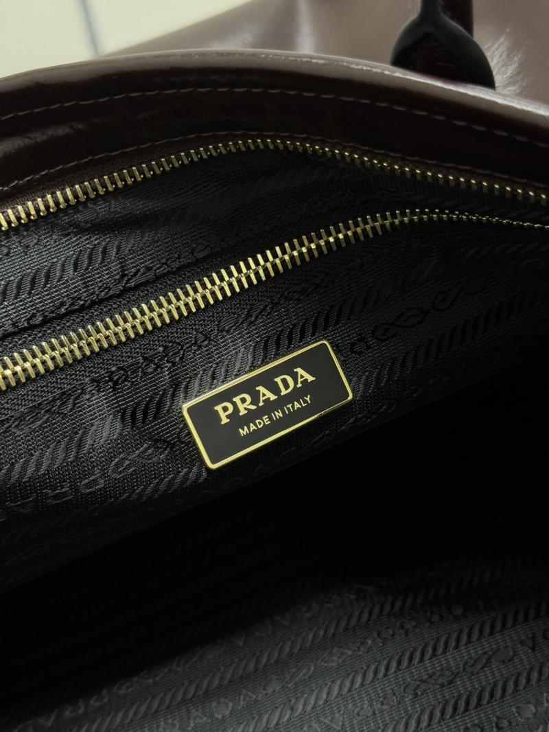 Prada Bonnie extra-large leather handbag Dark Brown 1BA439