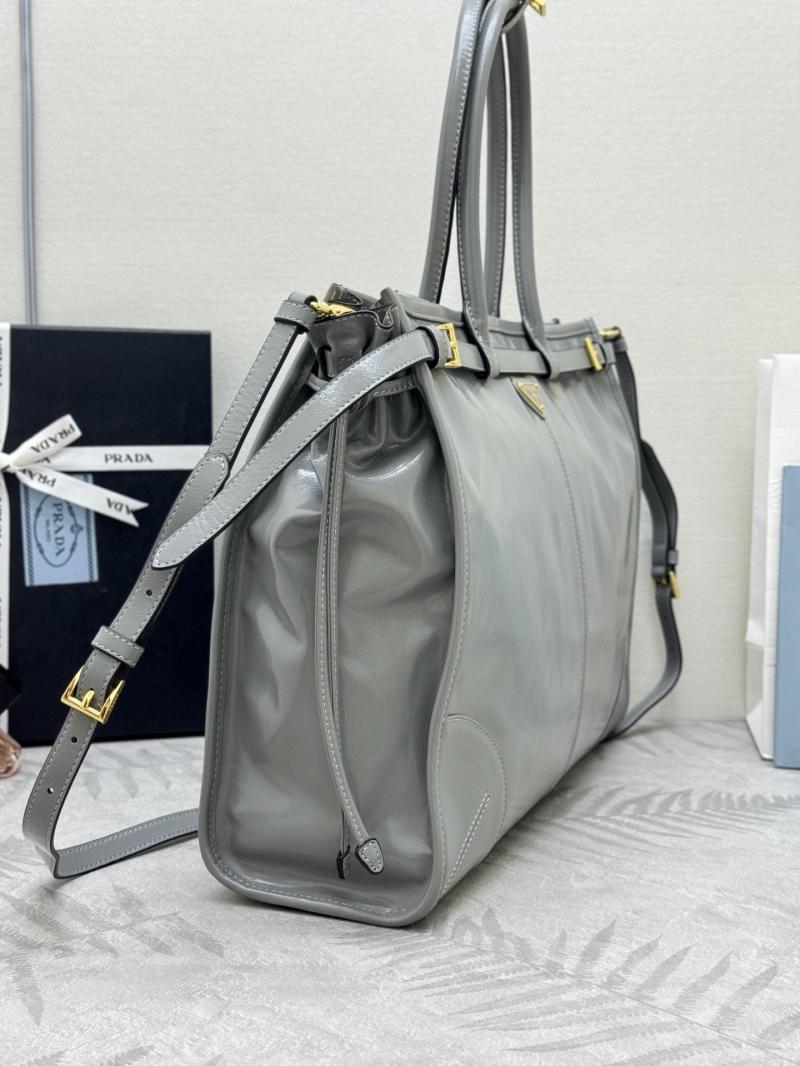 Prada Bonnie extra-large leather handbag Grey 1BA439