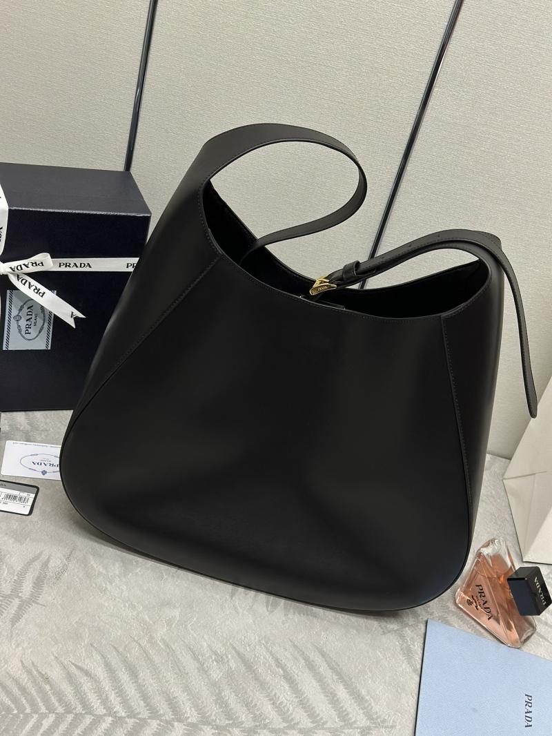 Prada Calfskin Hobo Bag Black 1BC181