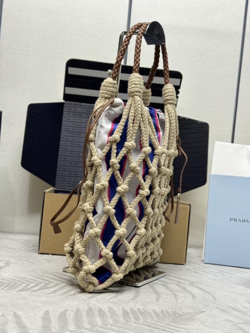 Prada Medium Cotton Macrame Bag Blue 1BC111
