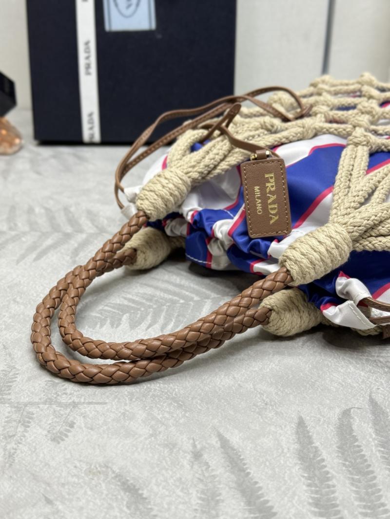 Prada Medium Cotton Macrame Bag Blue 1BC111