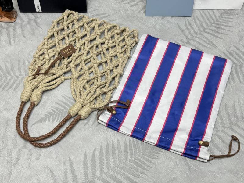 Prada Medium Cotton Macrame Bag Blue 1BC111
