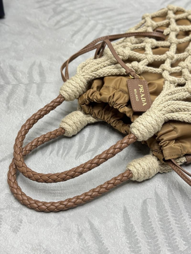 Prada Medium Cotton Macrame Bag Brown1BC111