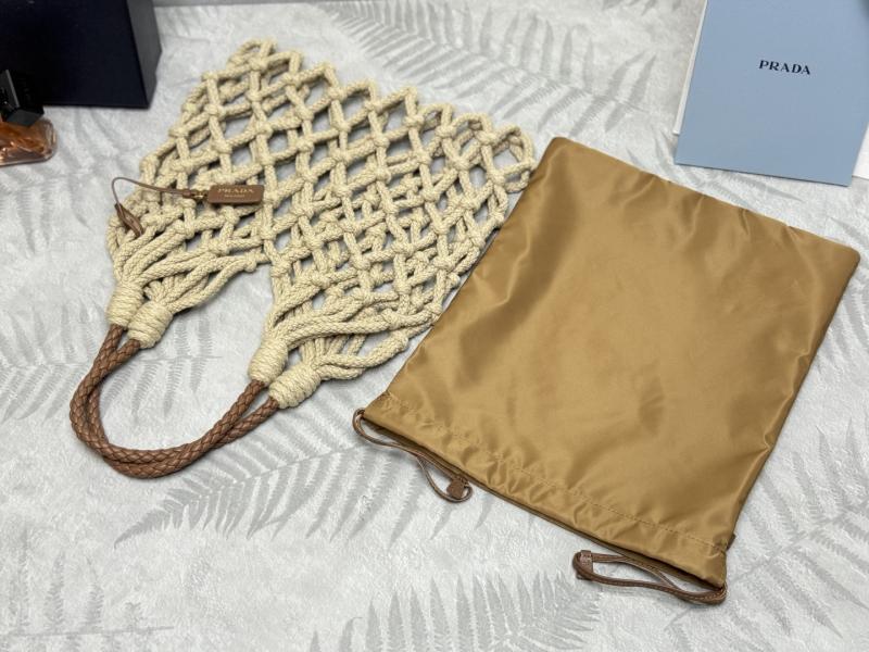 Prada Medium Cotton Macrame Bag Brown1BC111
