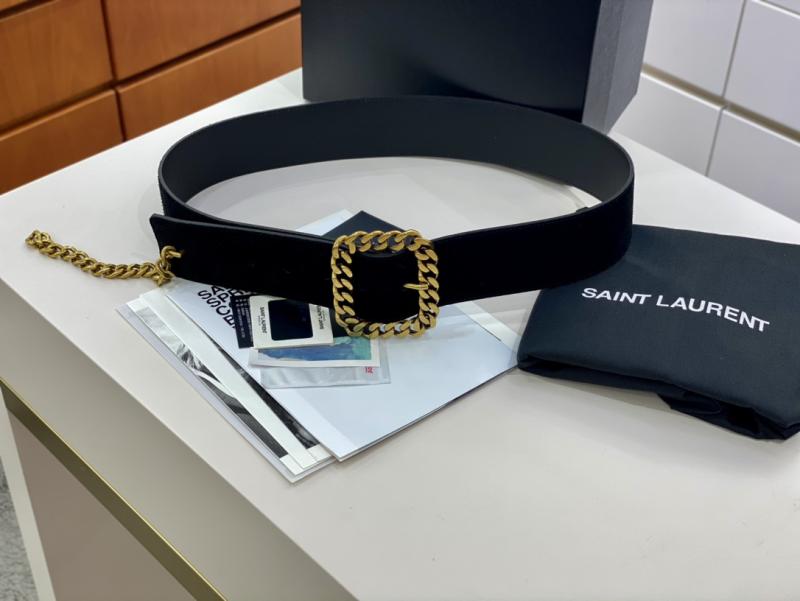 Saint Laurent 5cm Suede Belt Gold BSB90601