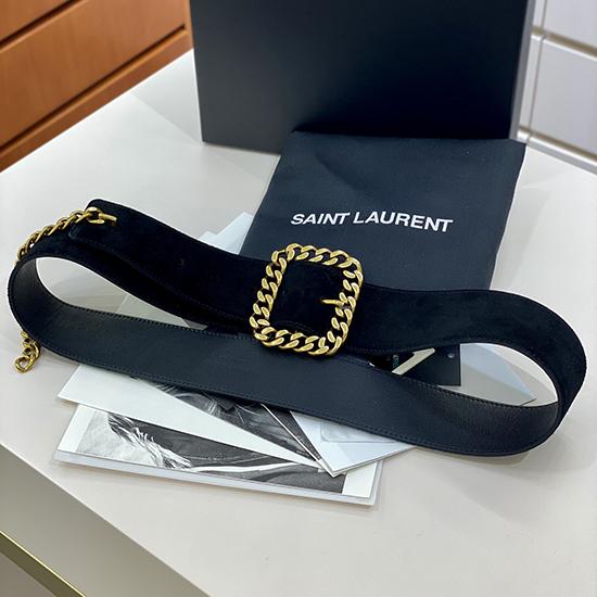Saint Laurent 5cm Suede Belt Gold BSB90601