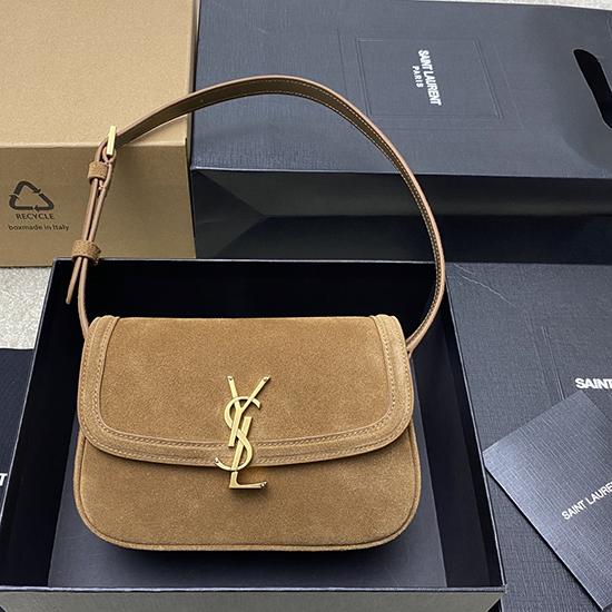 Saint Laurent Suede Solferino Mini Bag Brown 843524