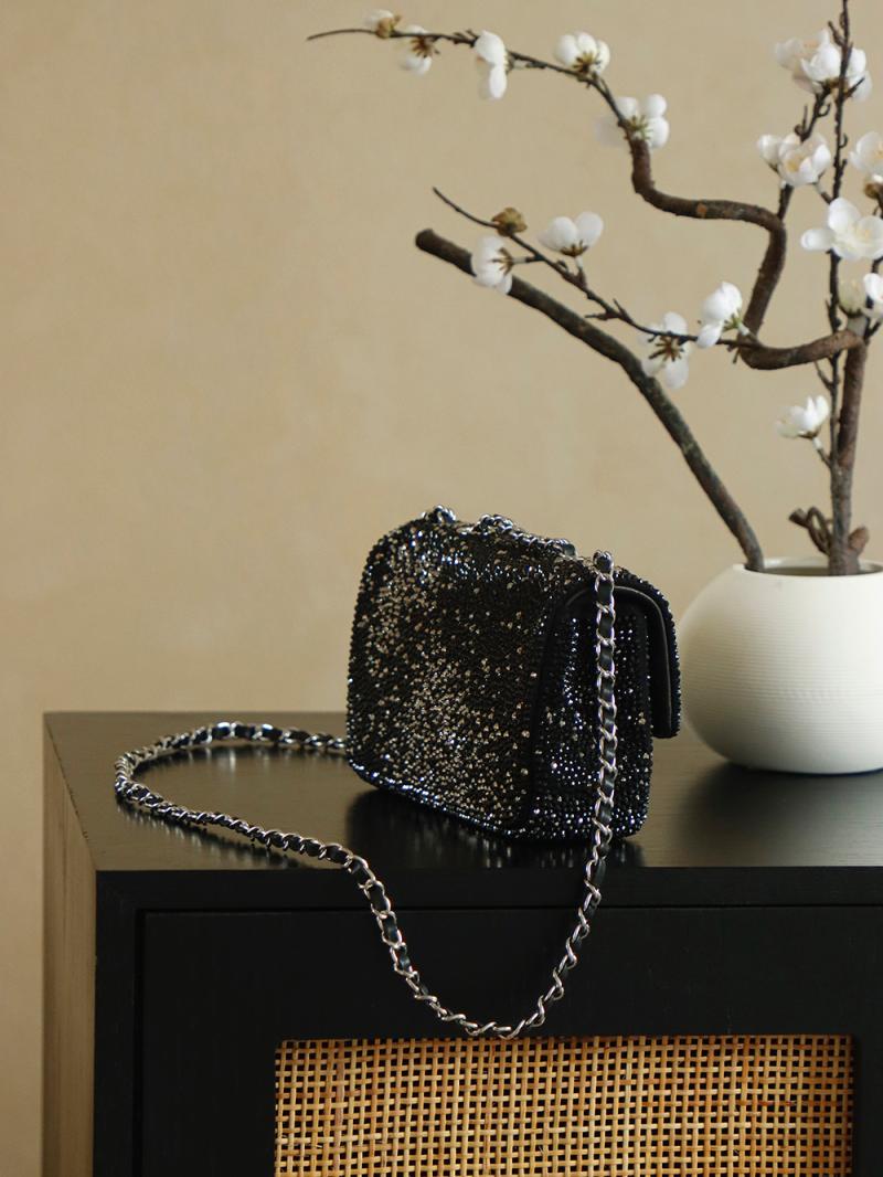 Small Chanel Flap Bag with Crystal Black AS2509