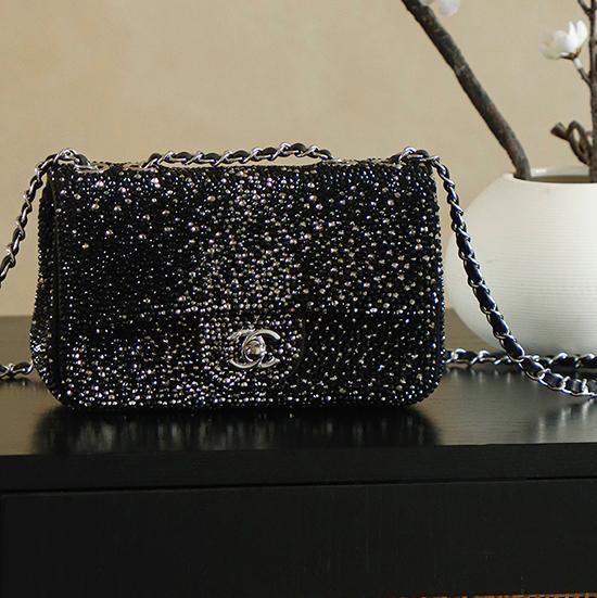 Small Chanel Flap Bag with Crystal Black AS2509