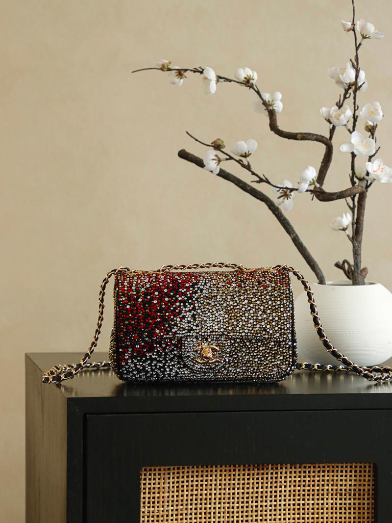 Small Chanel Flap Bag with Crystal Multicolor AS2509