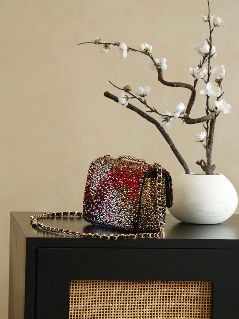 Small Chanel Flap Bag with Crystal Multicolor AS2509