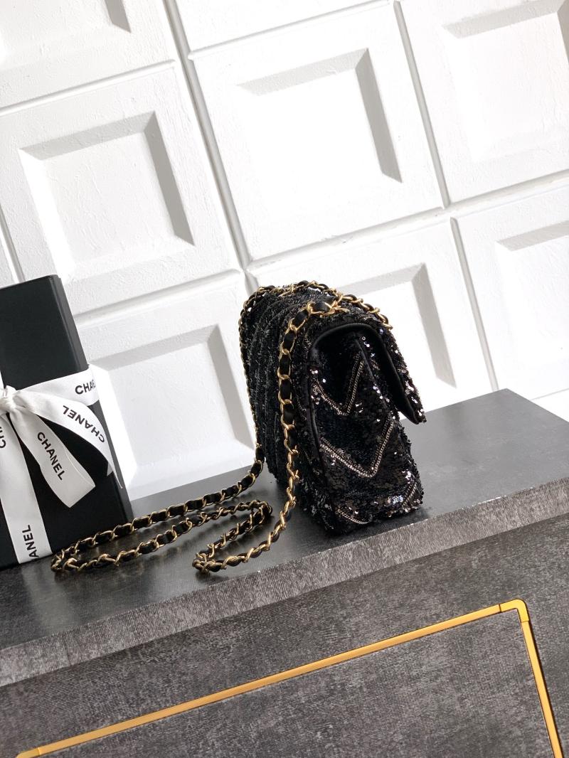 Small Chanel Sequins Handbag Black A91101
