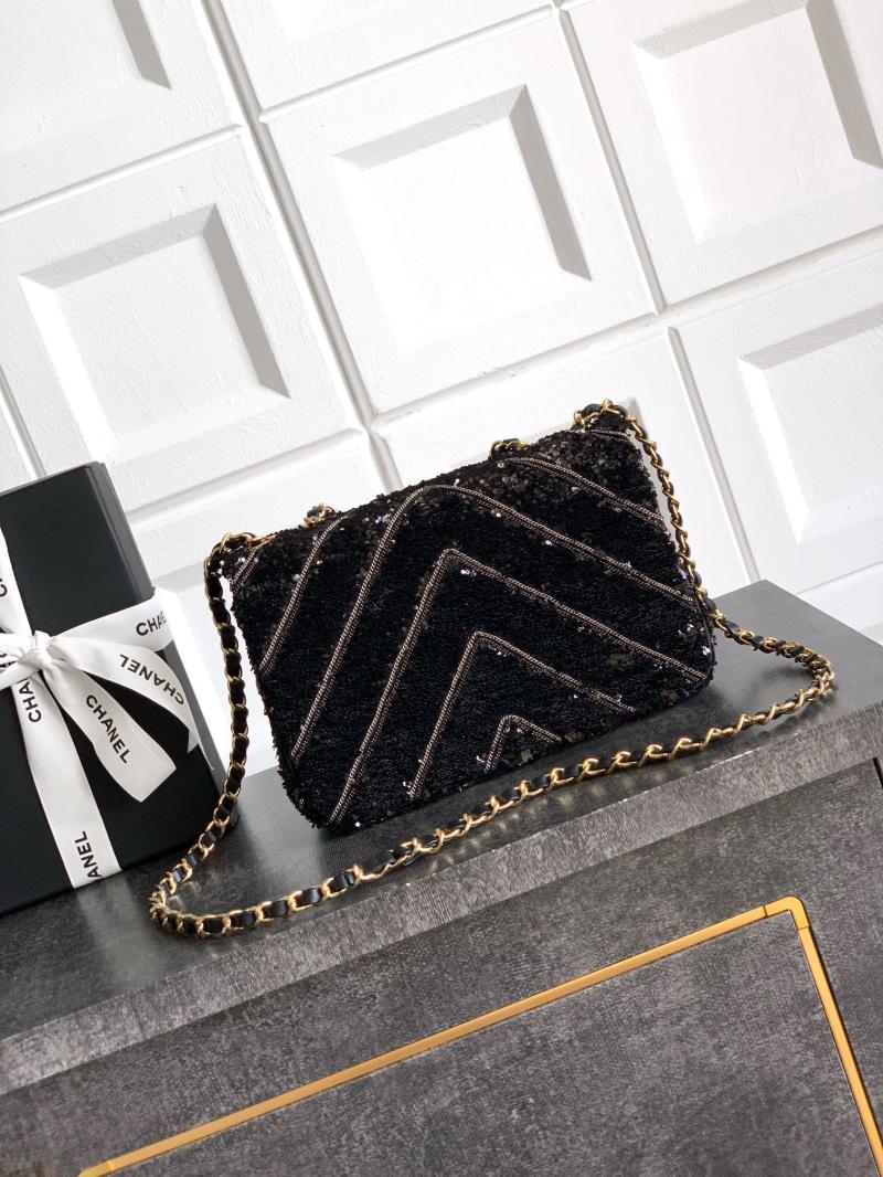 Small Chanel Sequins Handbag Black A91101