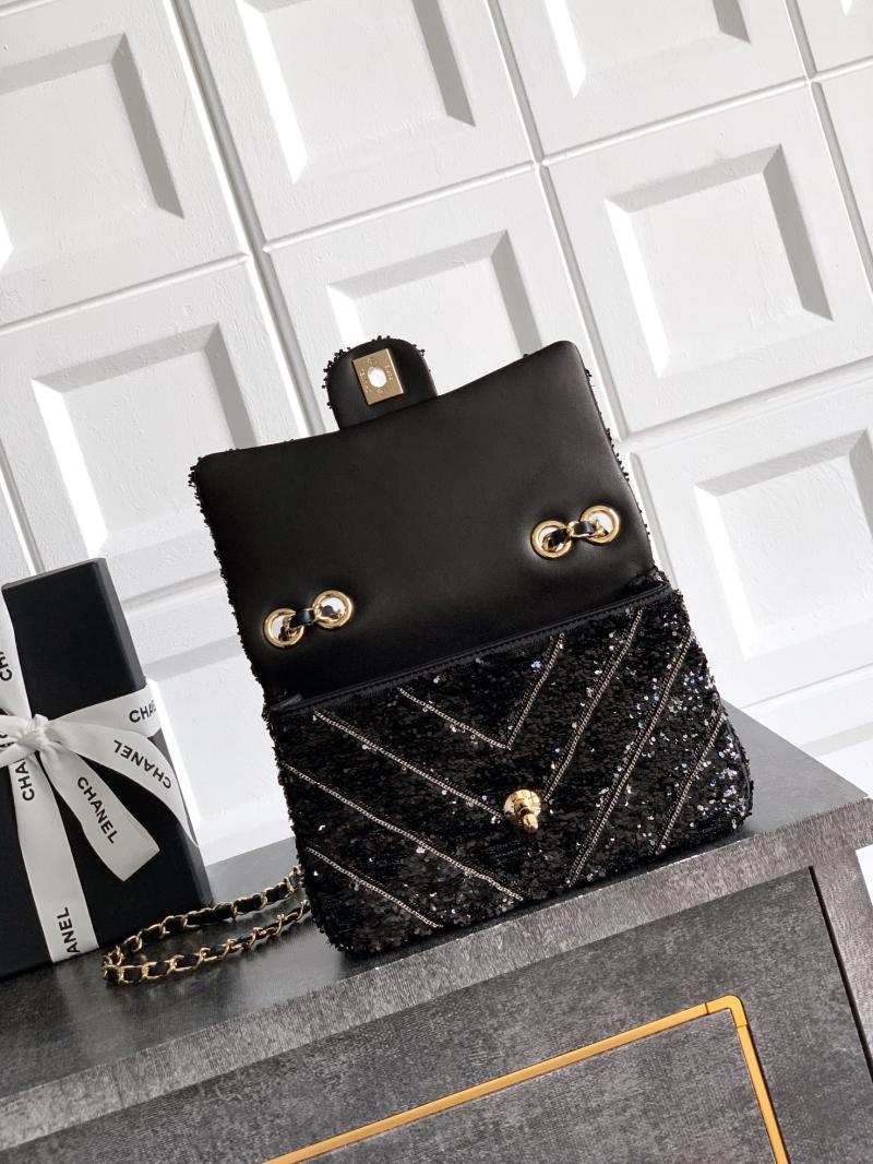 Small Chanel Sequins Handbag Black A91101