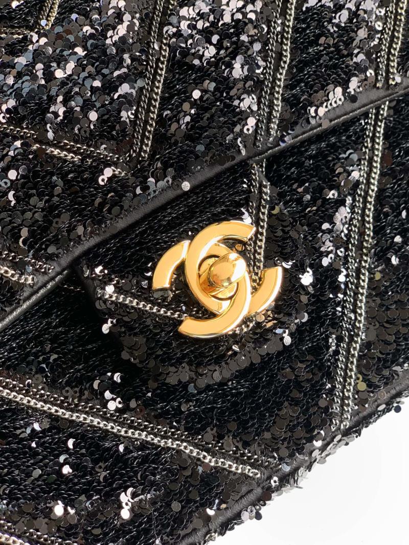 Small Chanel Sequins Handbag Black A91101