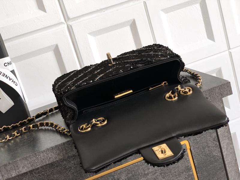 Small Chanel Sequins Handbag Black A91101