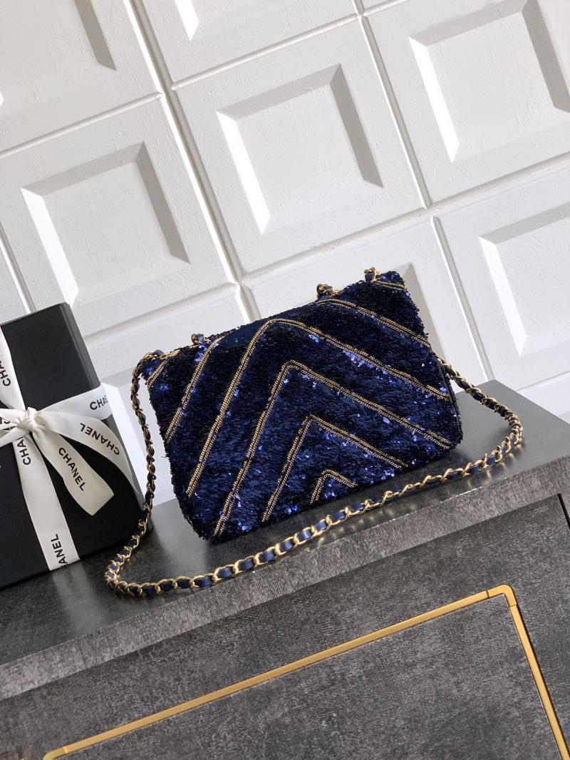 Small Chanel Sequins Handbag Blue A91101