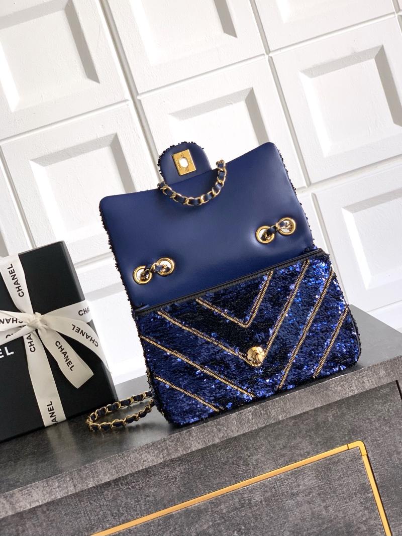Small Chanel Sequins Handbag Blue A91101