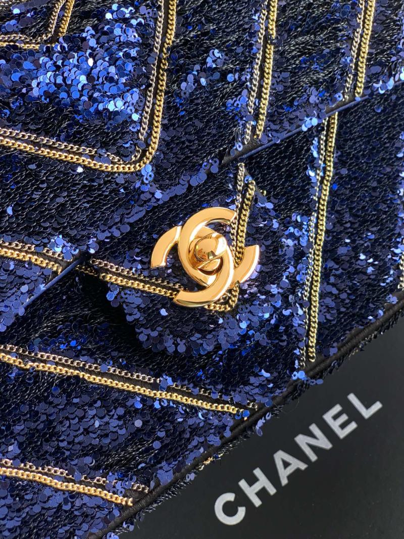 Small Chanel Sequins Handbag Blue A91101