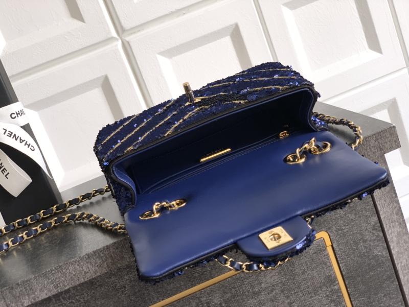 Small Chanel Sequins Handbag Blue A91101