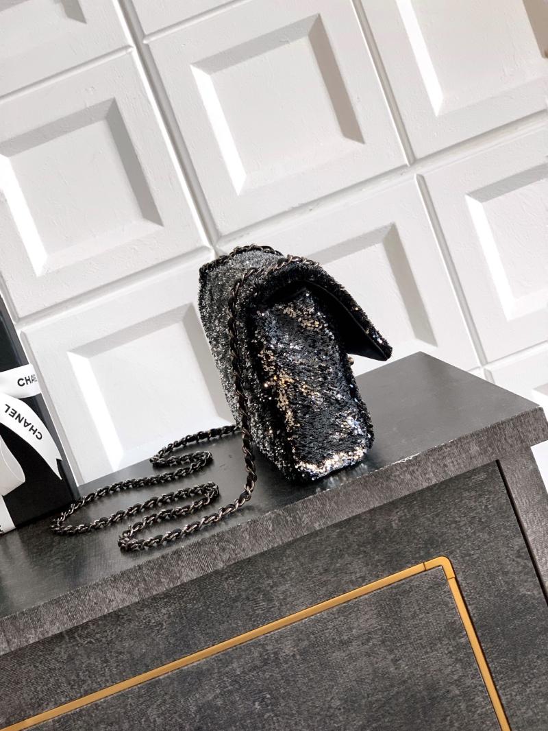 Small Chanel Sequins Shoulder Bag Black CF6171
