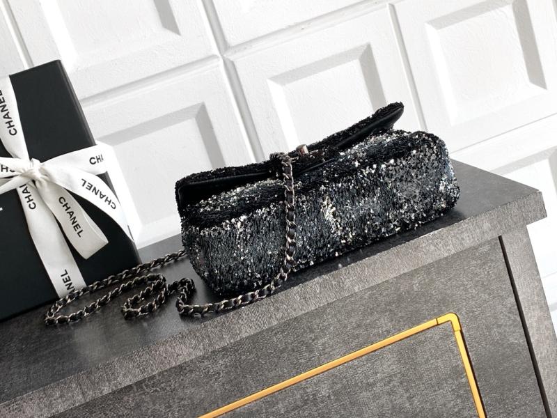 Small Chanel Sequins Shoulder Bag Black CF6171
