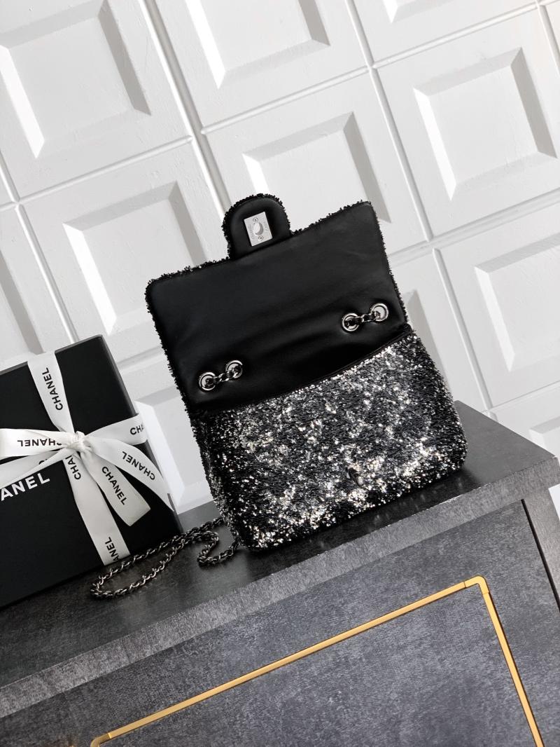 Small Chanel Sequins Shoulder Bag Black CF6171