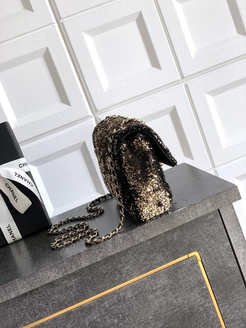 Small Chanel Sequins Shoulder Bag Gold CF6171