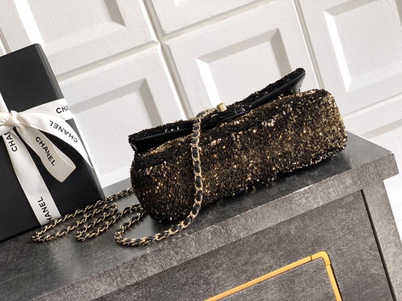 Small Chanel Sequins Shoulder Bag Gold CF6171