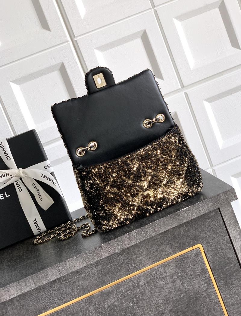 Small Chanel Sequins Shoulder Bag Gold CF6171