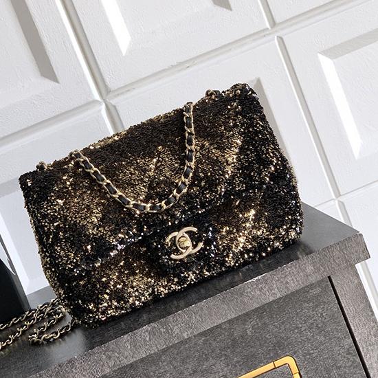 Small Chanel Sequins Shoulder Bag Gold CF6171