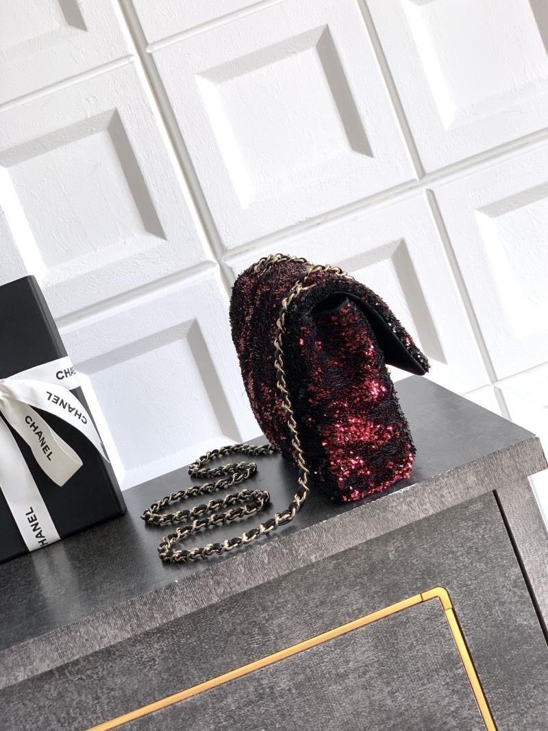 Small Chanel Sequins Shoulder Bag Red CF6171